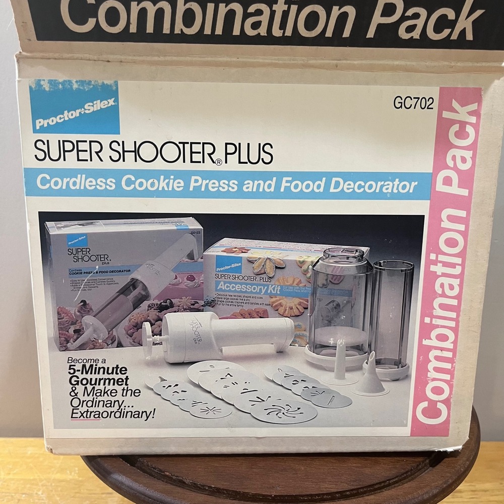 Vtg Proctor‎ Silex Super Shooter Plus GC702 Cordless Cookie Press Combo Pack